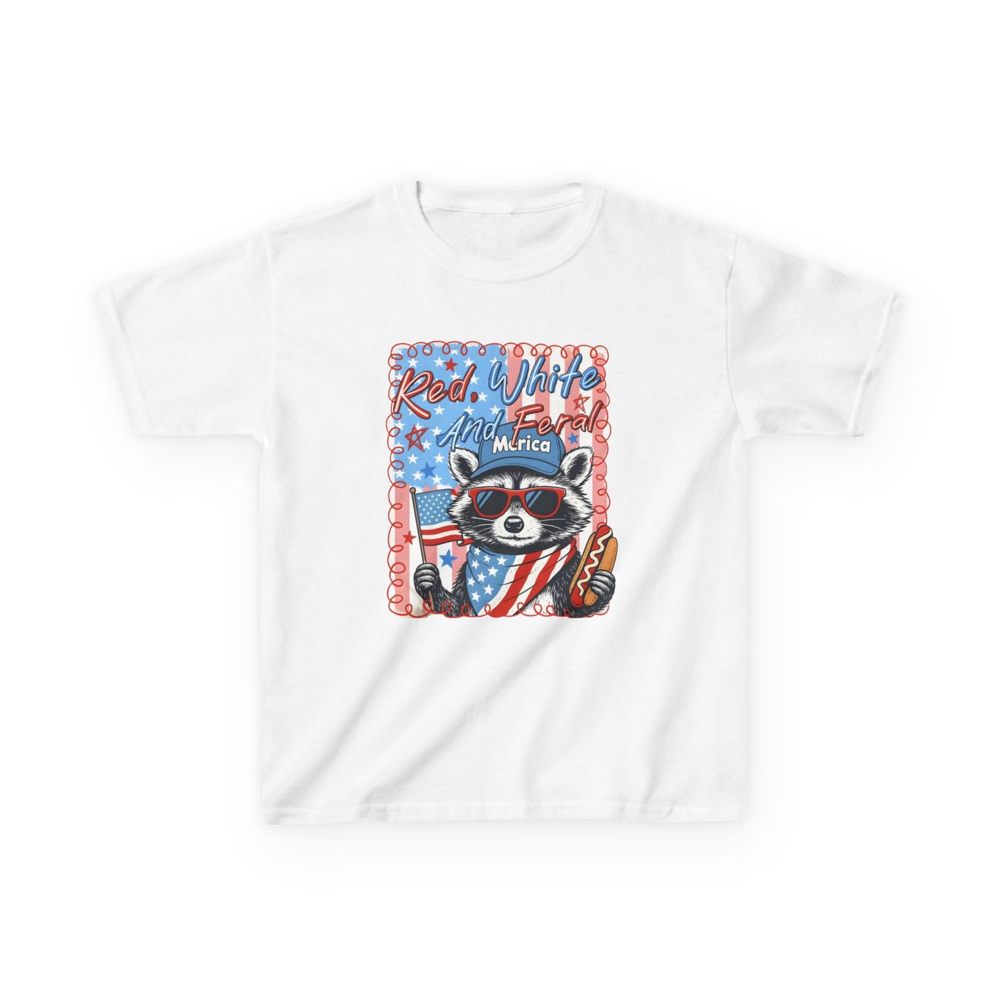 Kids Tee — Patriotic Raccoon "Red White And Merica" 4th of July Shirt