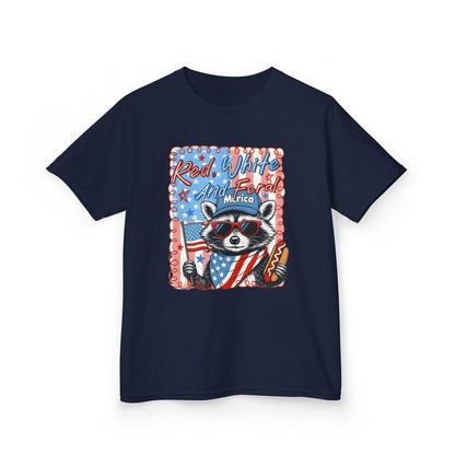 Kids Tee — Patriotic Raccoon "Red White And Merica" 4th of July Shirt
