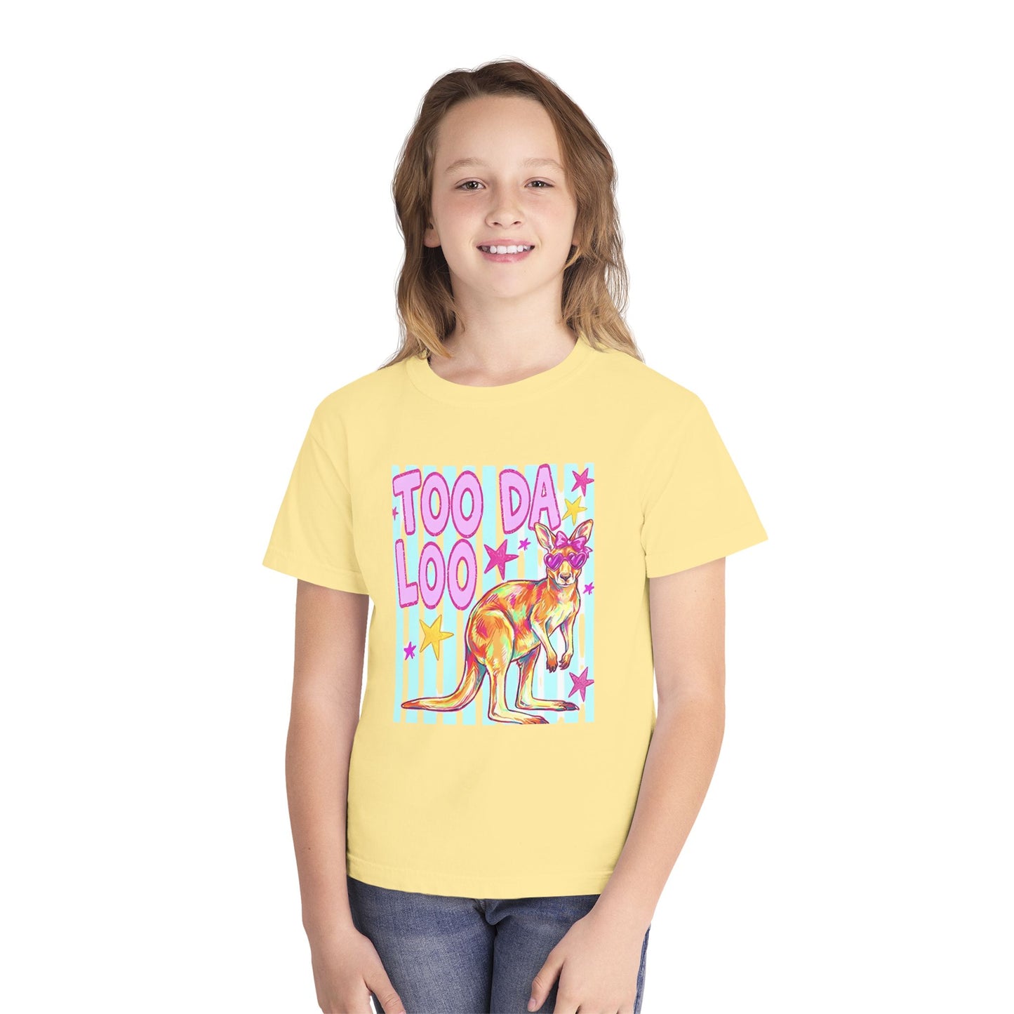 Too Da Loo Kangaroo Youth Tee — Retro Pastel Aussie Animal Shirt