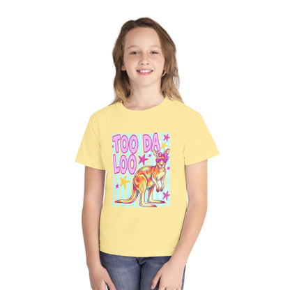 Too Da Loo Kangaroo Youth Tee — Retro Pastel Aussie Animal Shirt