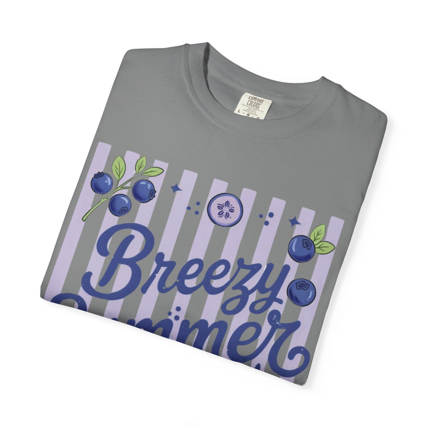 Breezy Summer Time T-Shirt — Blueberry Stripe Summer Vibes Tee