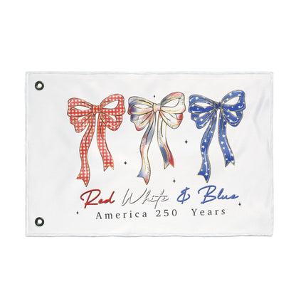 America 250 Red White & Blue Decorative Flag — Double-Sided Patriotic Bow Garden Flag