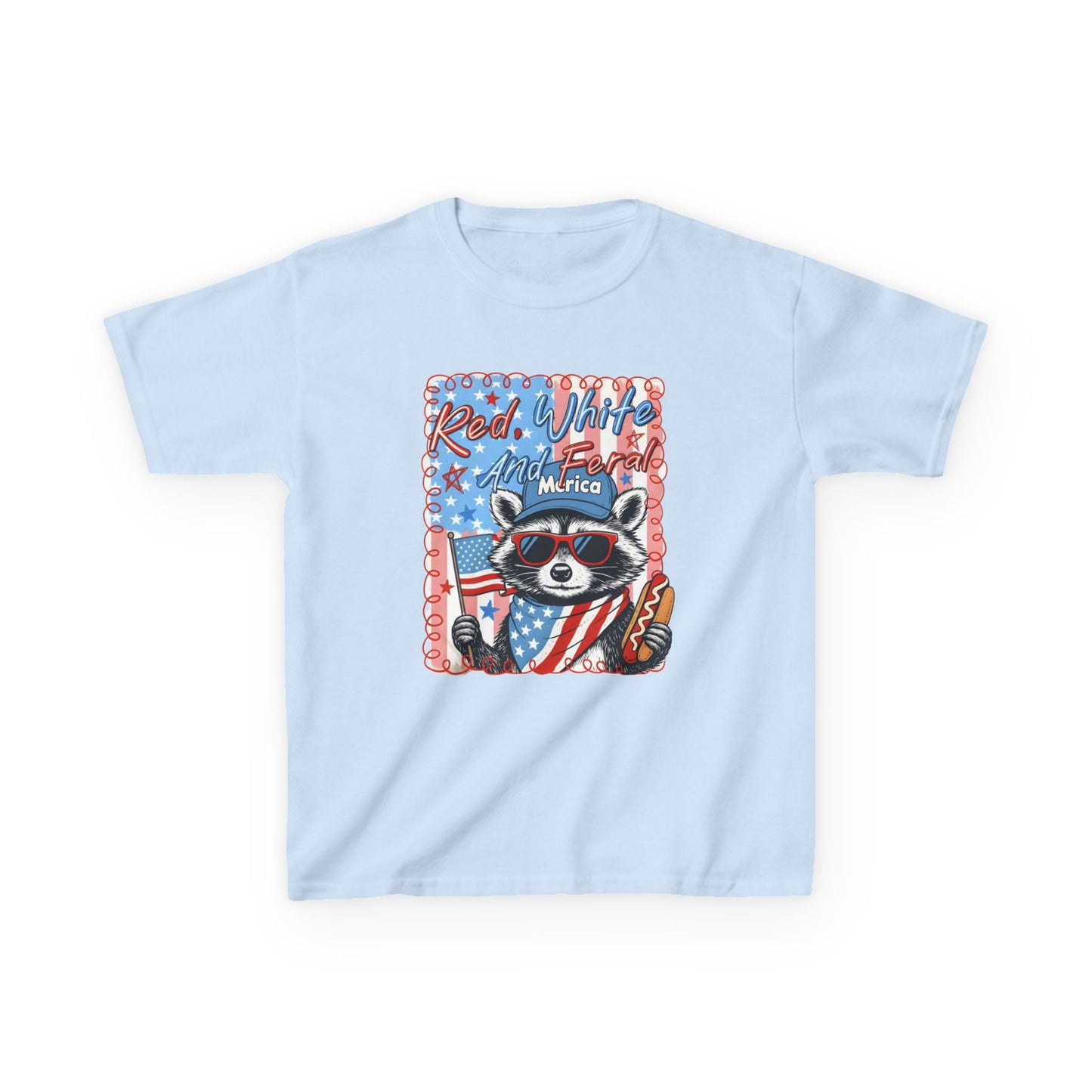 Kids Tee — Patriotic Raccoon "Red White And Merica" 4th of July Shirt
