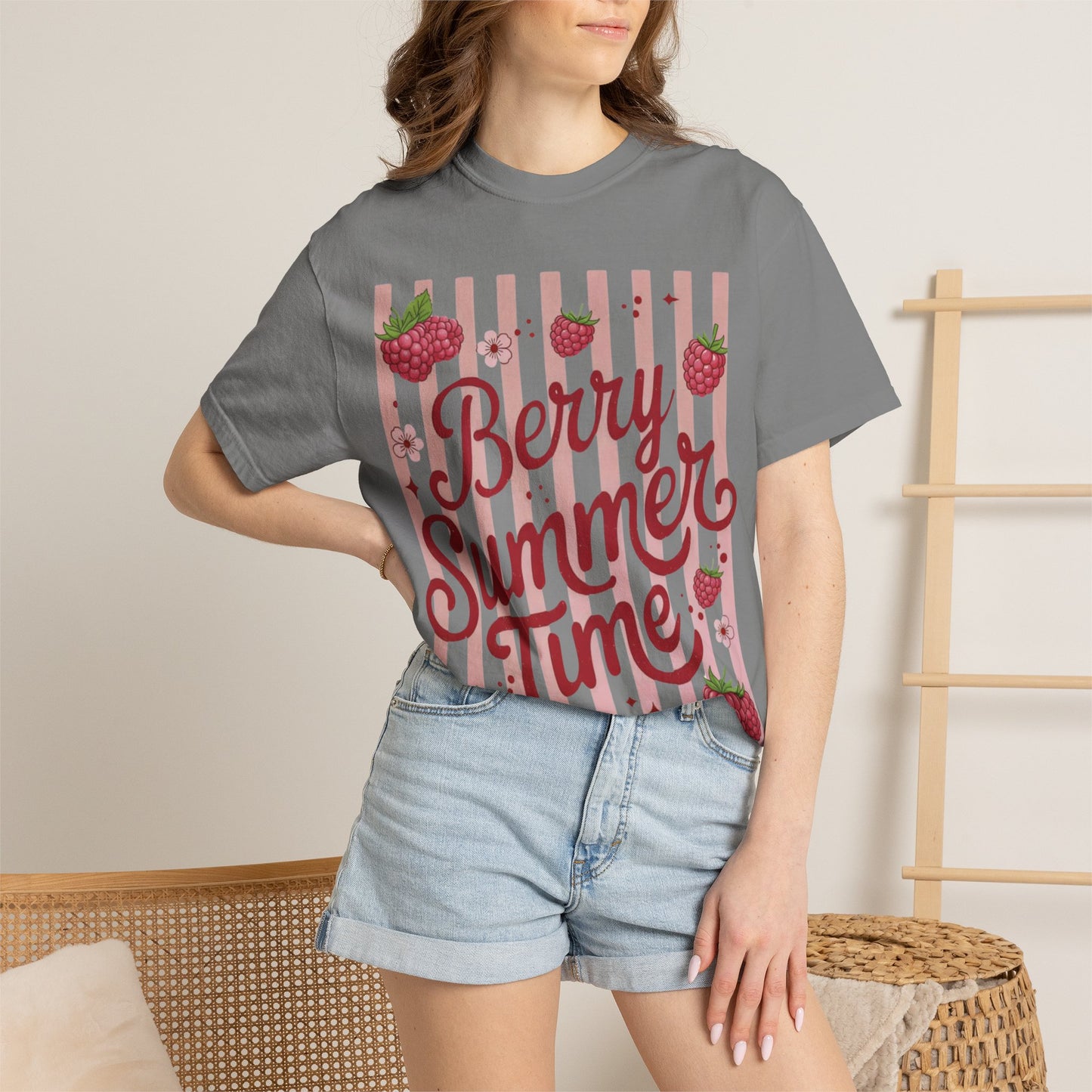 Summer Strawberry Tee — "Berry Summer Time" Graphic T-Shirt