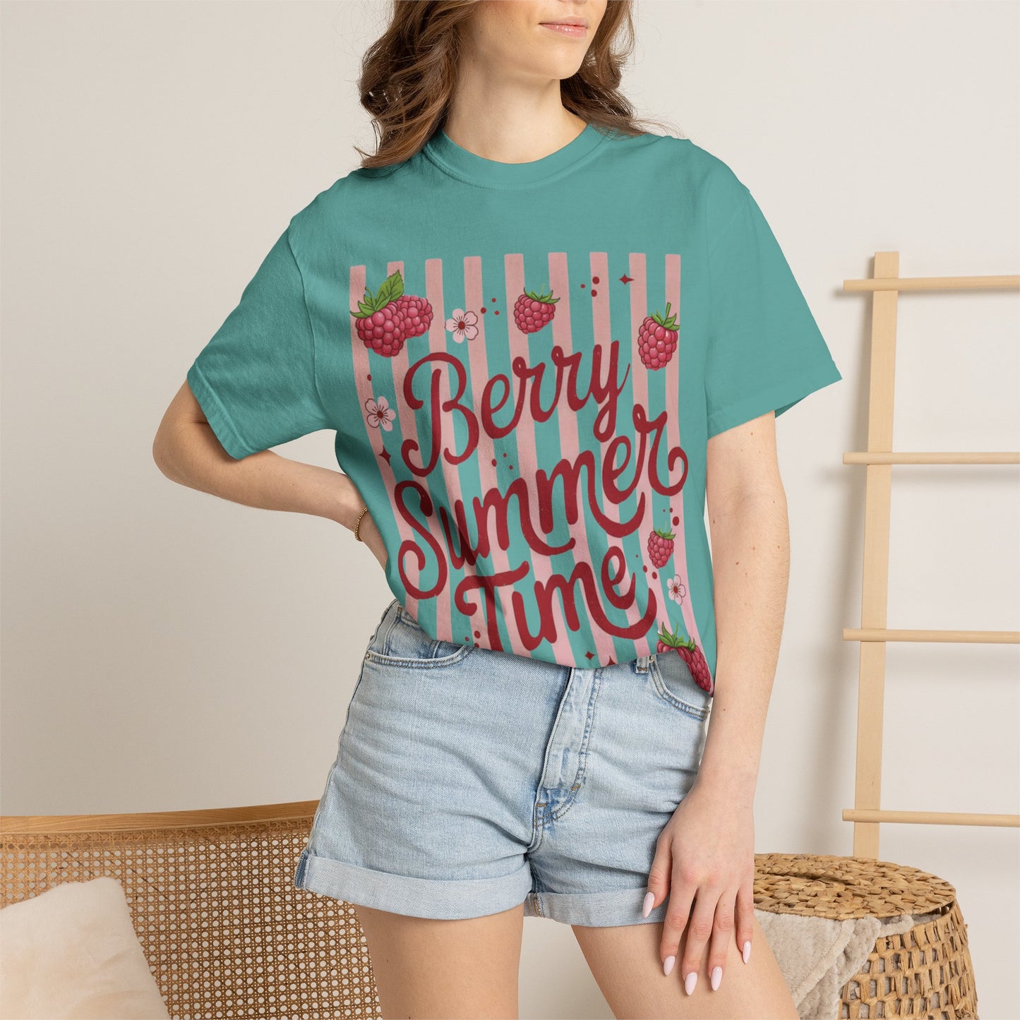 Summer Strawberry Tee — "Berry Summer Time" Graphic T-Shirt