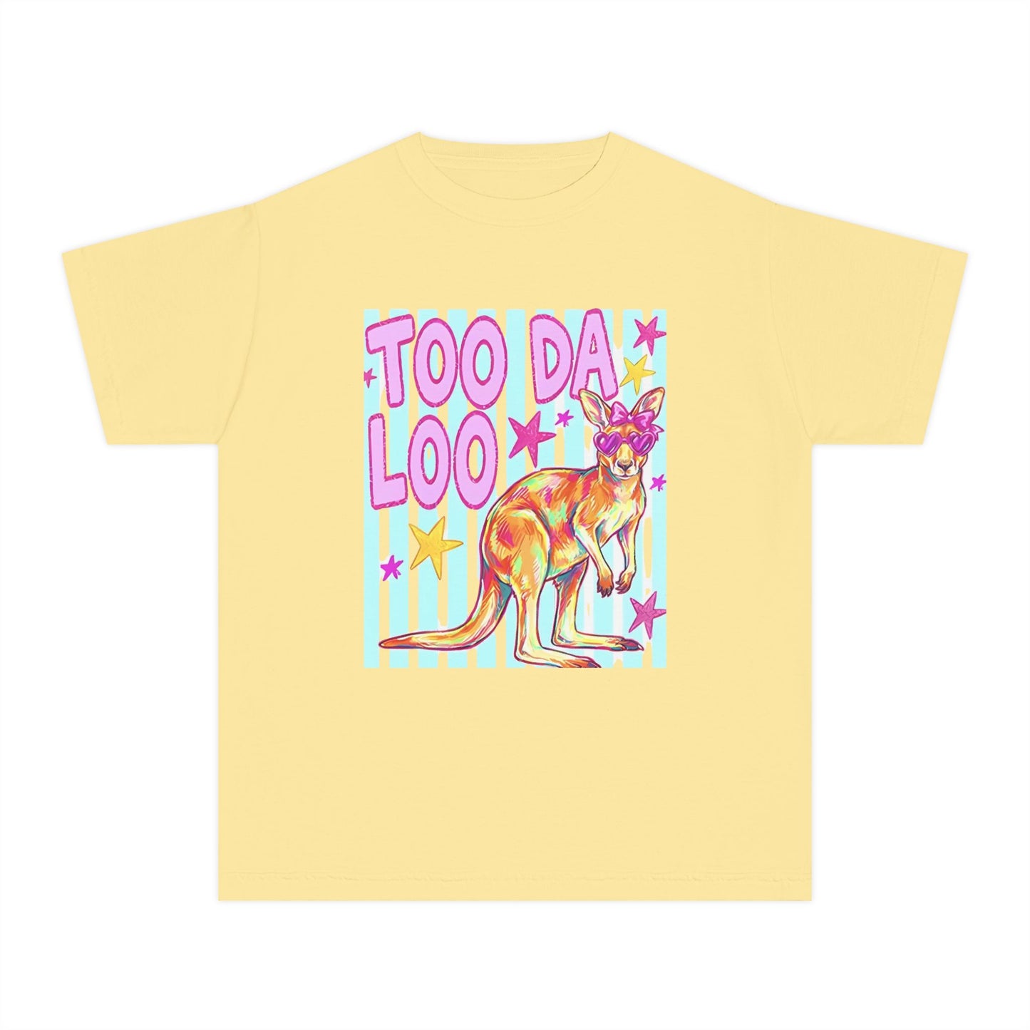 Too Da Loo Kangaroo Youth Tee — Retro Pastel Aussie Animal Shirt