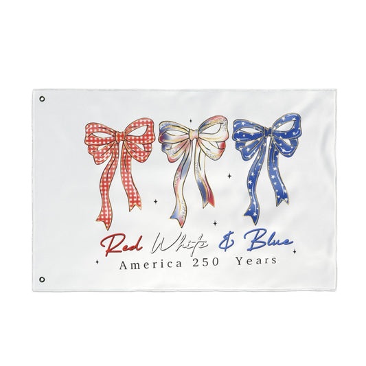 America 250 Red White & Blue Decorative Flag — Double-Sided Patriotic Bow Garden Flag