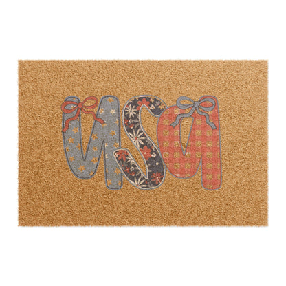 Welcome Doormat with Festive Patterned Letters — Decorative Home Entry Mat