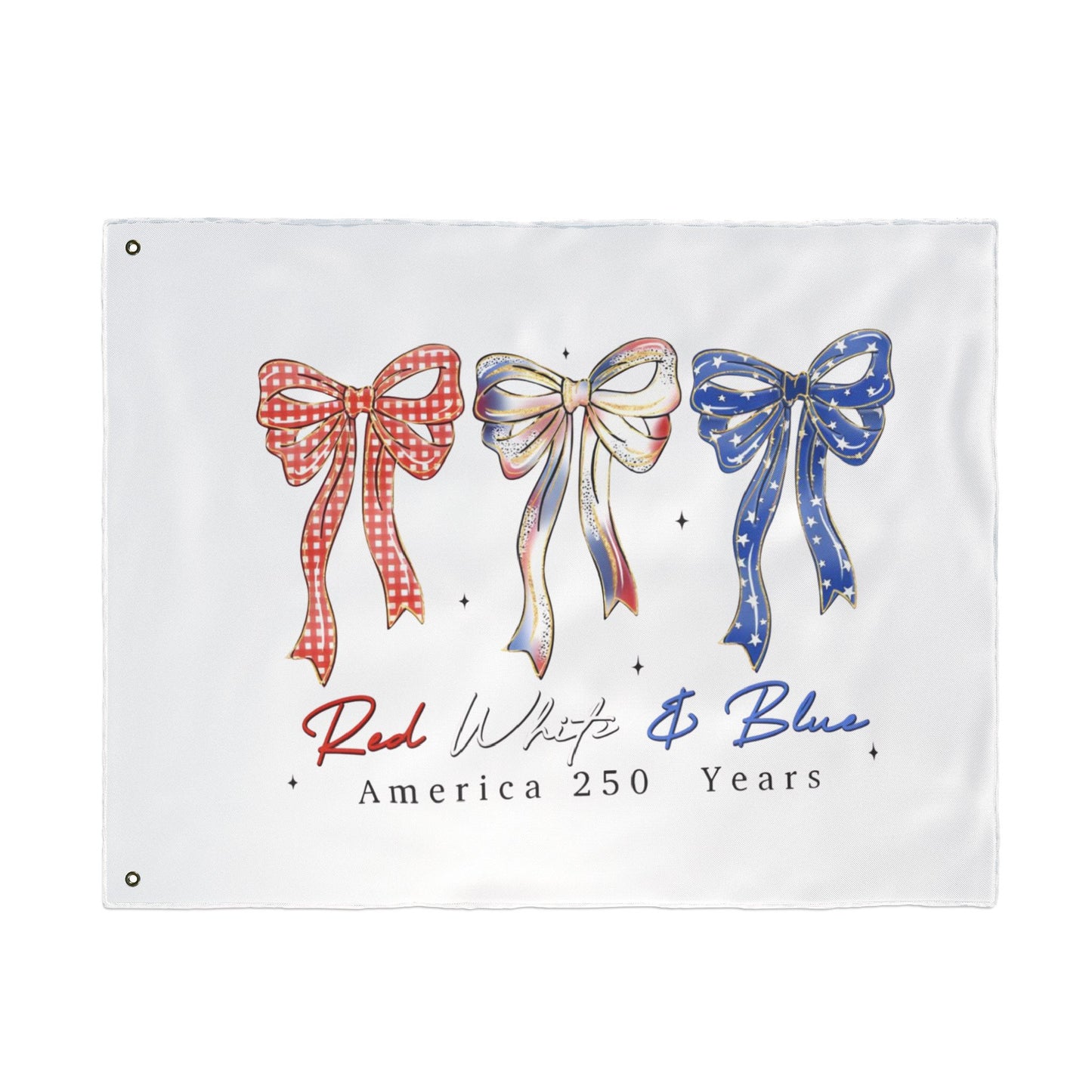 America 250 Red White & Blue Decorative Flag — Double-Sided Patriotic Bow Garden Flag