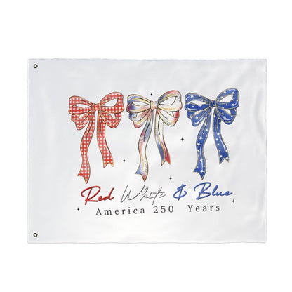 America 250 Red White & Blue Decorative Flag — Double-Sided Patriotic Bow Garden Flag