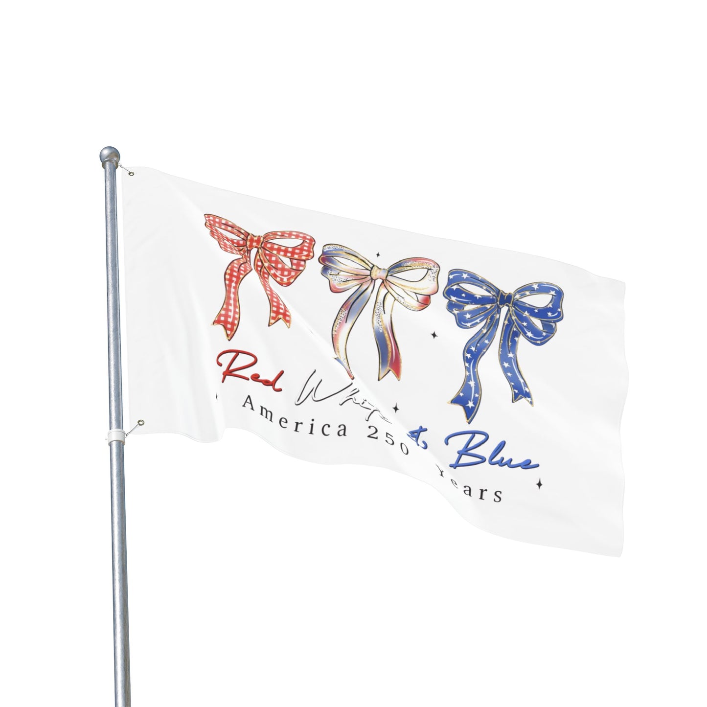 America 250 Red White & Blue Decorative Flag — Double-Sided Patriotic Bow Garden Flag