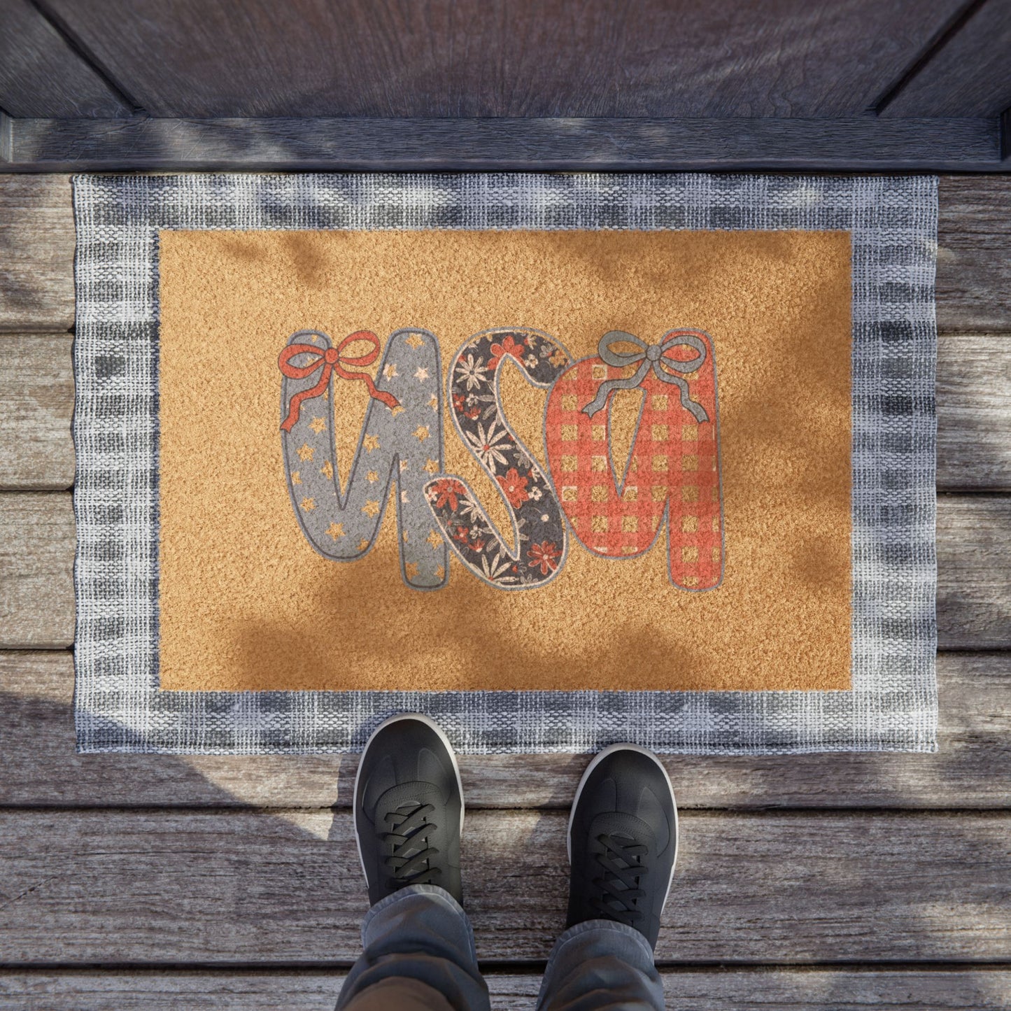 Welcome Doormat with Festive Patterned Letters — Decorative Home Entry Mat