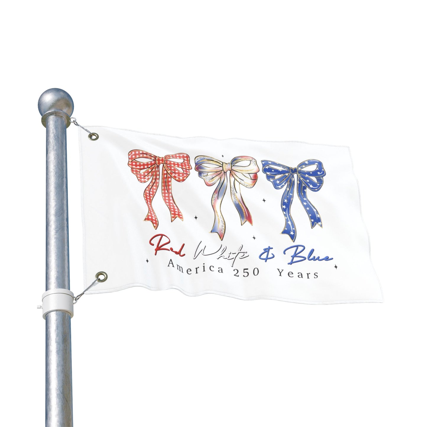 America 250 Red White & Blue Decorative Flag — Double-Sided Patriotic Bow Garden Flag