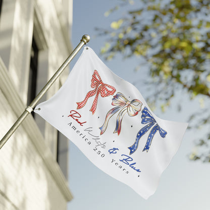 America 250 Red White & Blue Decorative Flag — Double-Sided Patriotic Bow Garden Flag
