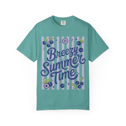 Breezy Summer Time T-Shirt — Blueberry Stripe Summer Vibes Tee