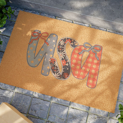 Welcome Doormat with Festive Patterned Letters — Decorative Home Entry Mat