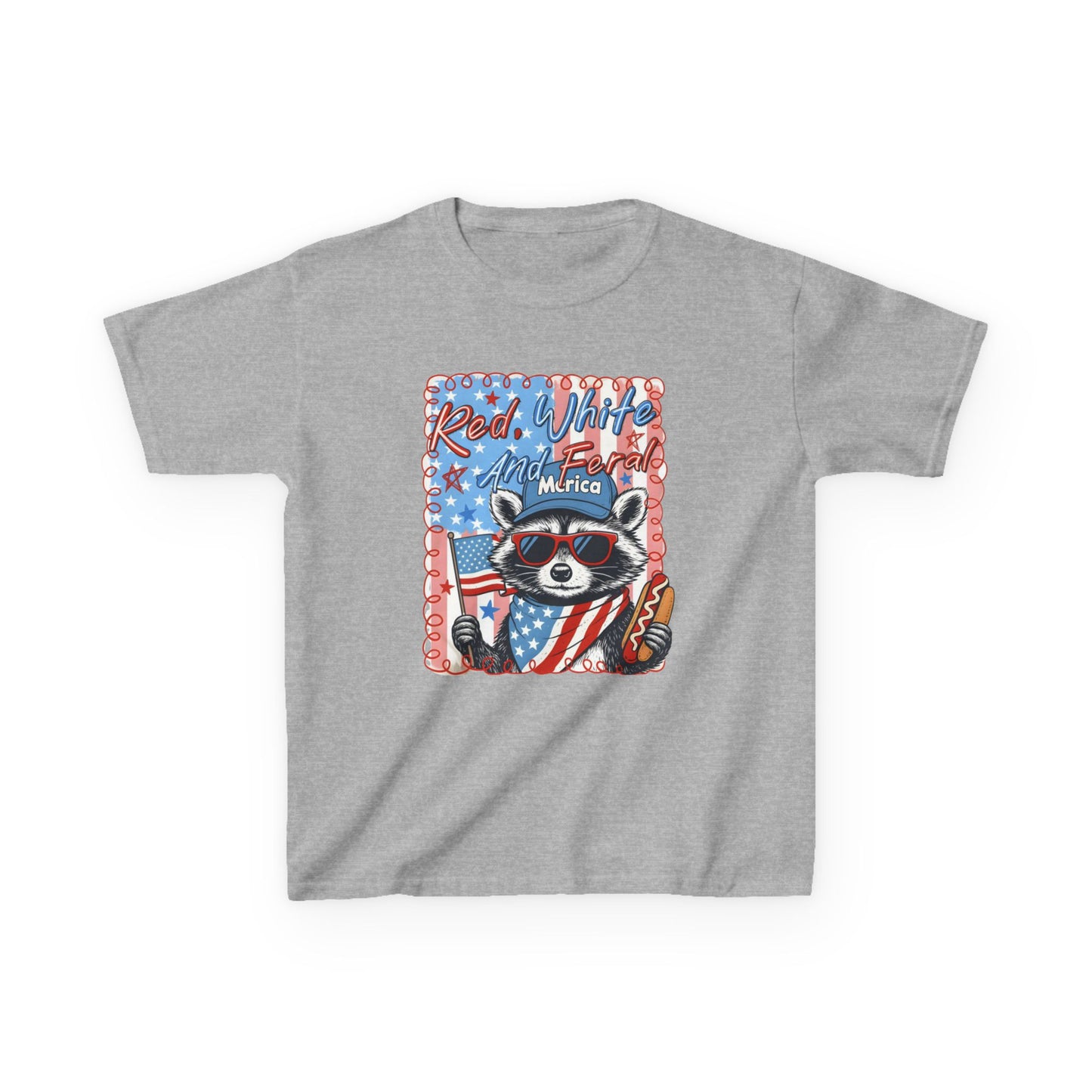 Kids Tee — Patriotic Raccoon "Red White And Merica" 4th of July Shirt