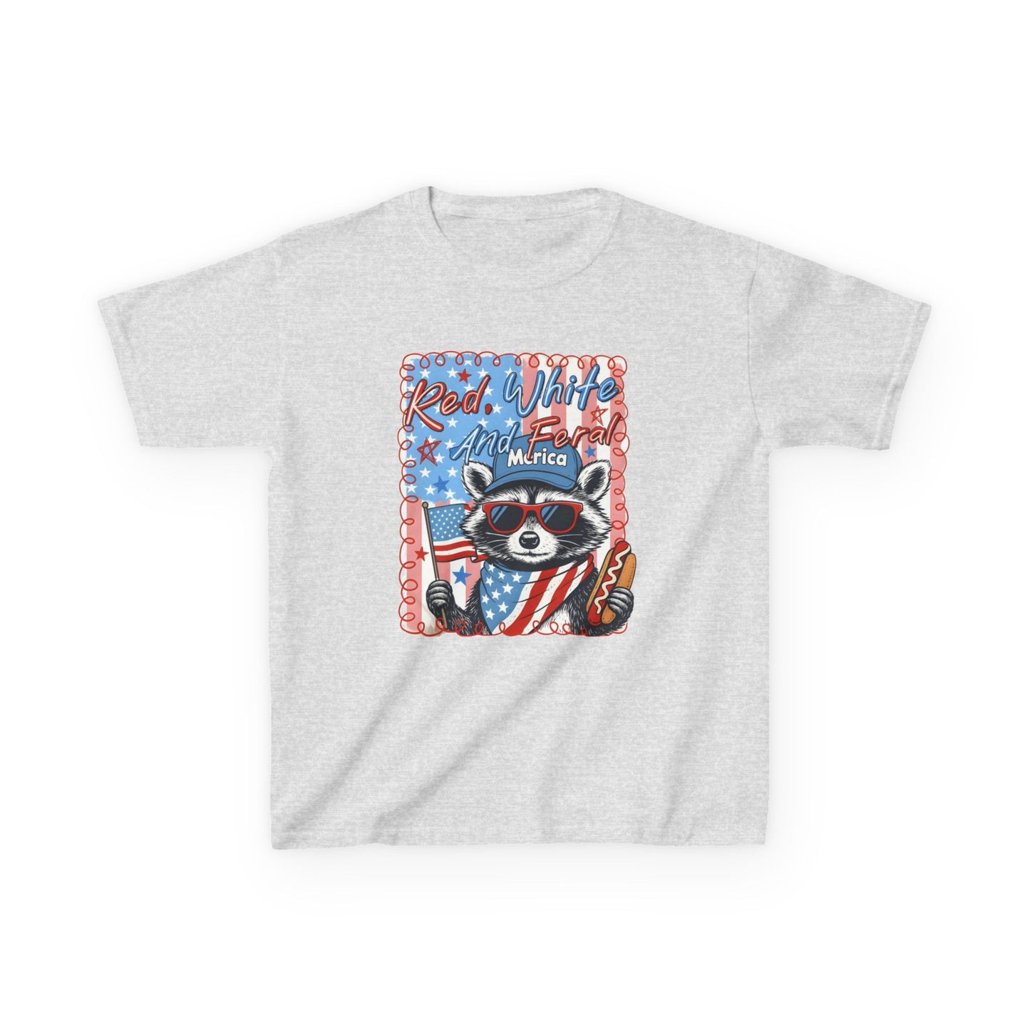 Kids Tee — Patriotic Raccoon "Red White And Merica" 4th of July Shirt
