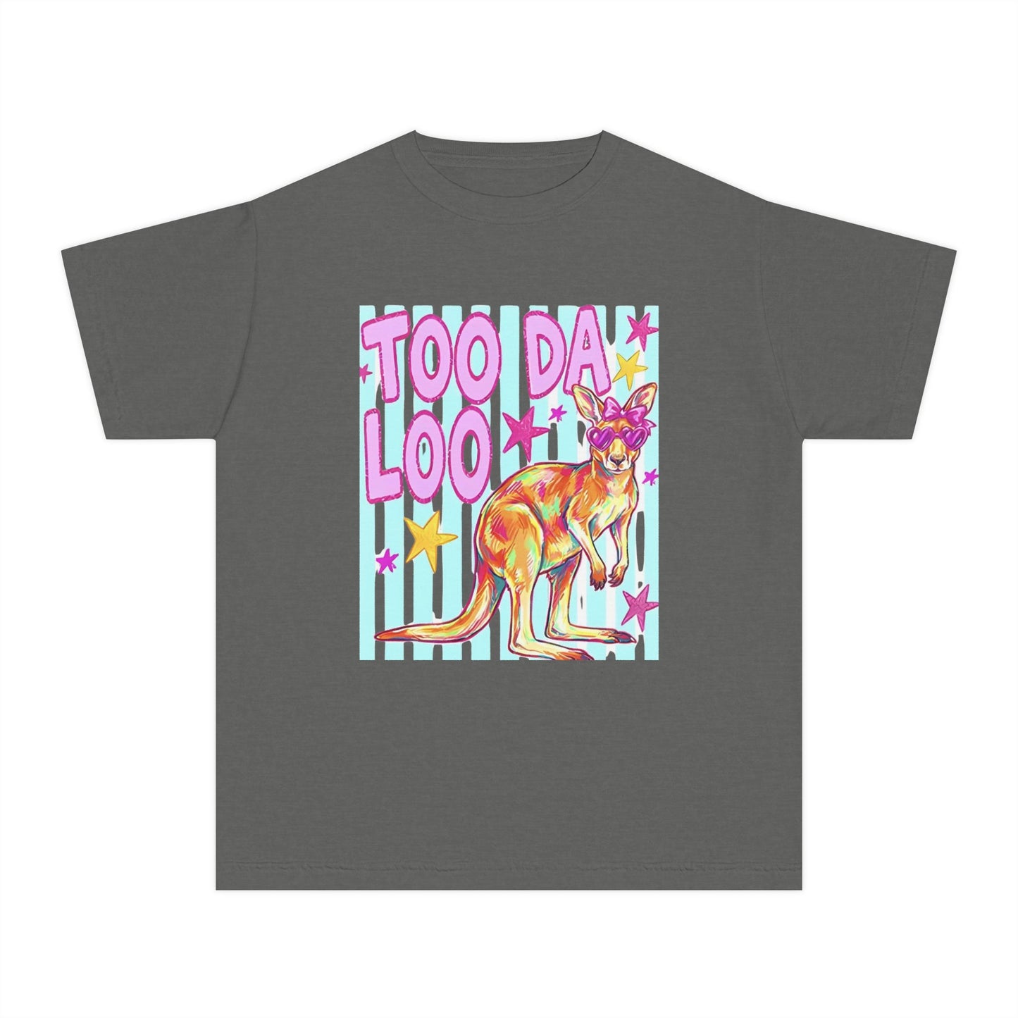 Too Da Loo Kangaroo Youth Tee — Retro Pastel Aussie Animal Shirt