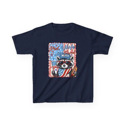 Kids Tee — Patriotic Raccoon "Red White And Merica" 4th of July Shirt