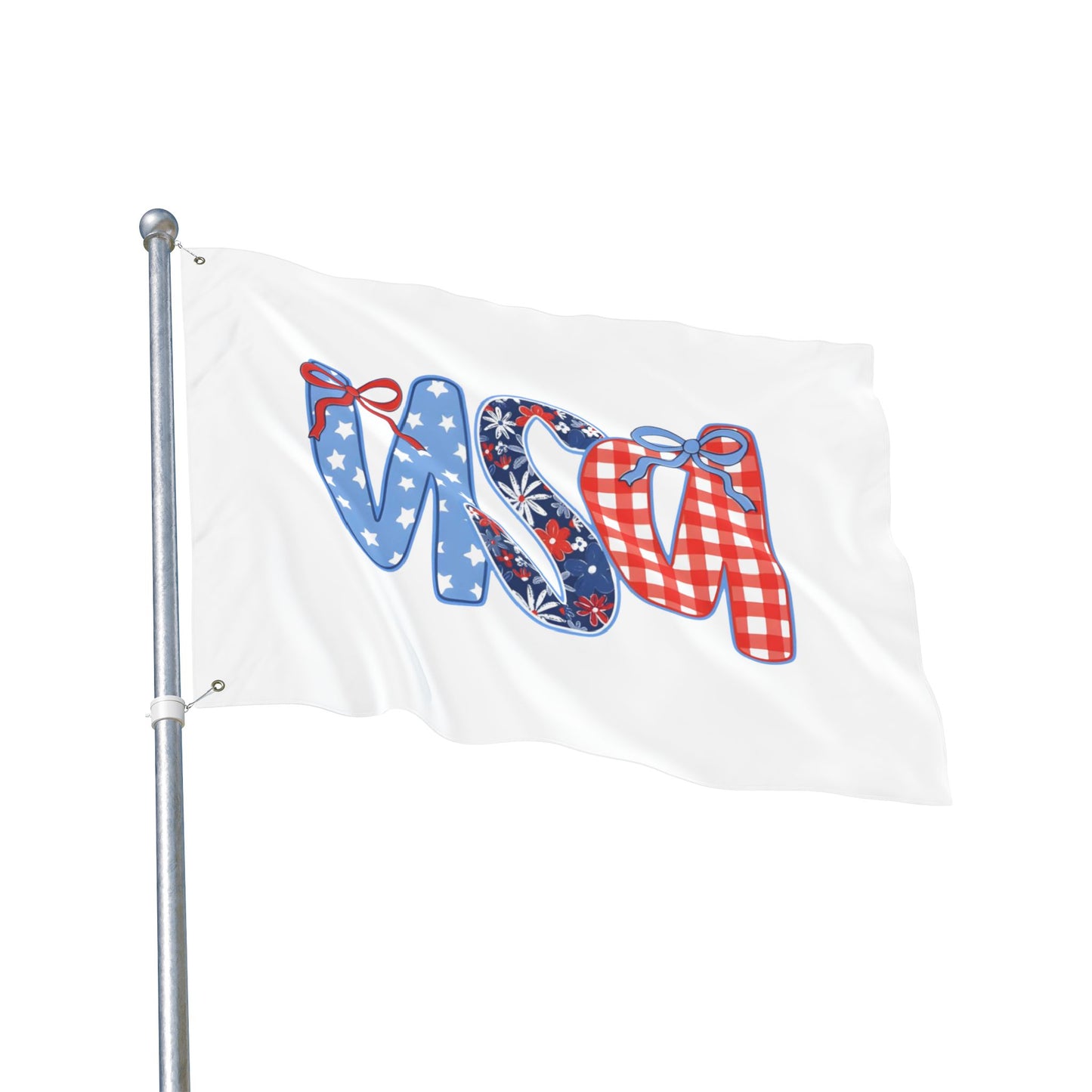 Patriotic USA Double-Sided Garden Flag - Red White Blue Ribbon Letters (4th of July)