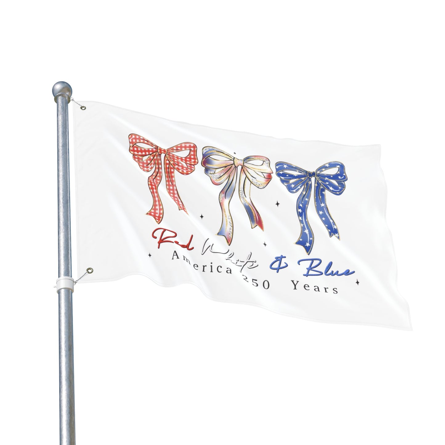 America 250 Red White & Blue Decorative Flag — Double-Sided Patriotic Bow Garden Flag