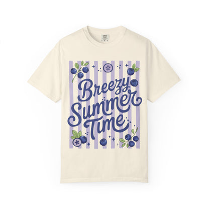 Breezy Summer Time T-Shirt — Blueberry Stripe Summer Vibes Tee