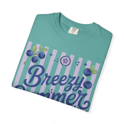 Breezy Summer Time T-Shirt — Blueberry Stripe Summer Vibes Tee