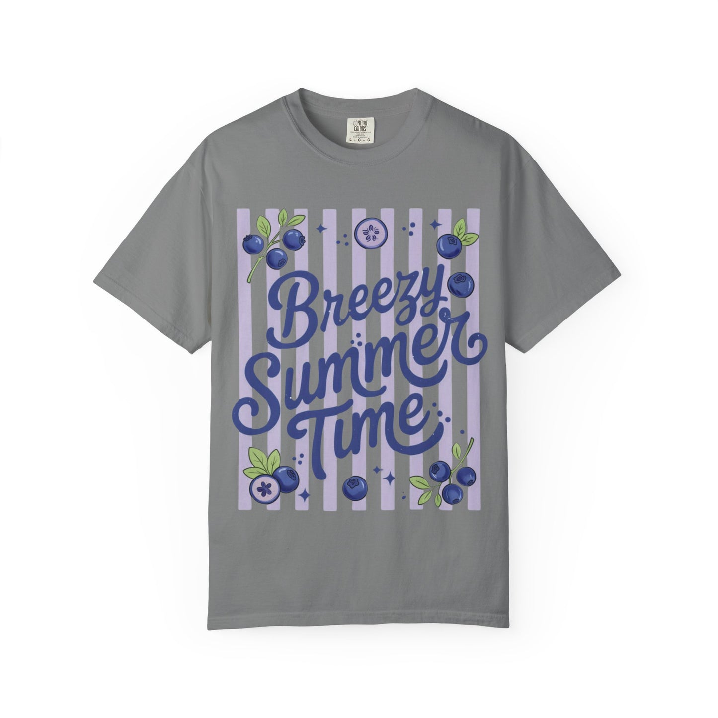 Breezy Summer Time T-Shirt — Blueberry Stripe Summer Vibes Tee