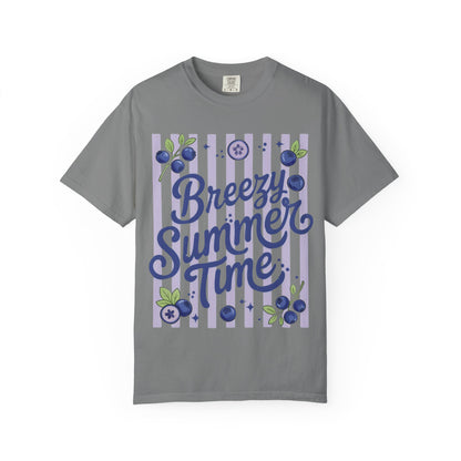 Breezy Summer Time T-Shirt — Blueberry Stripe Summer Vibes Tee