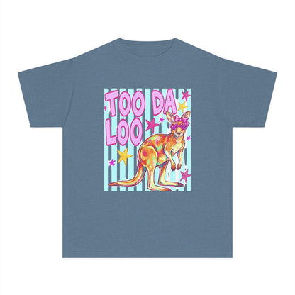 Too Da Loo Kangaroo Youth Tee — Retro Pastel Aussie Animal Shirt