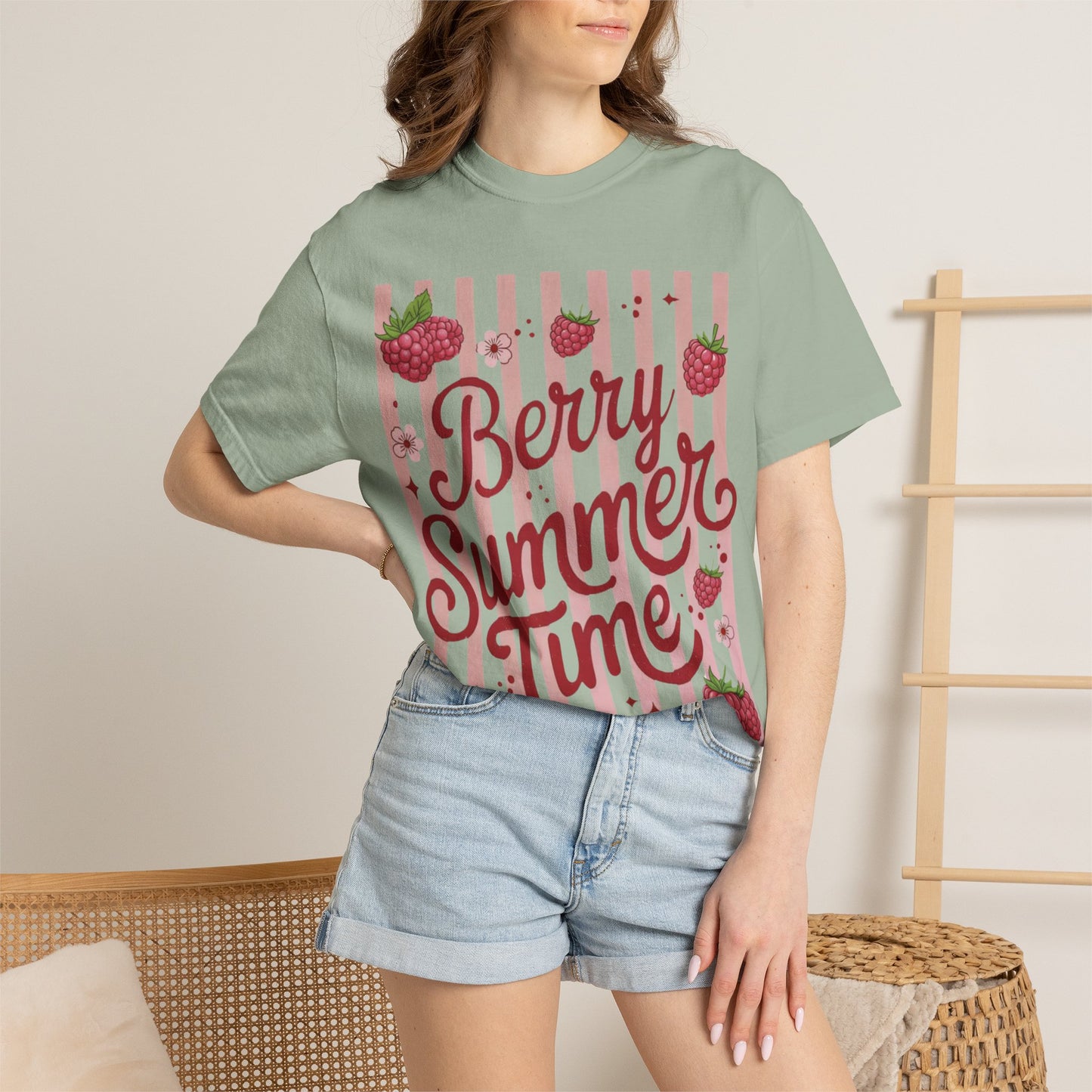 Summer Strawberry Tee — "Berry Summer Time" Graphic T-Shirt