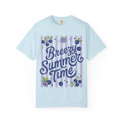 Breezy Summer Time T-Shirt — Blueberry Stripe Summer Vibes Tee