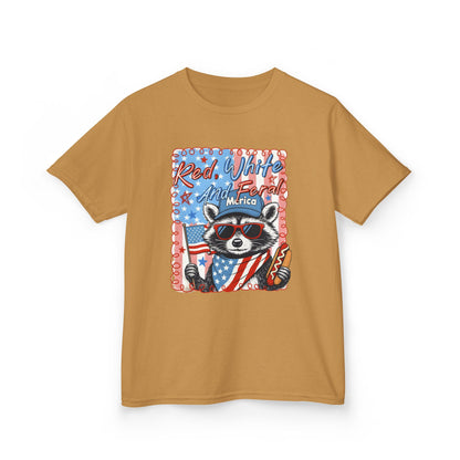 Kids Tee — Patriotic Raccoon "Red White And Merica" 4th of July Shirt