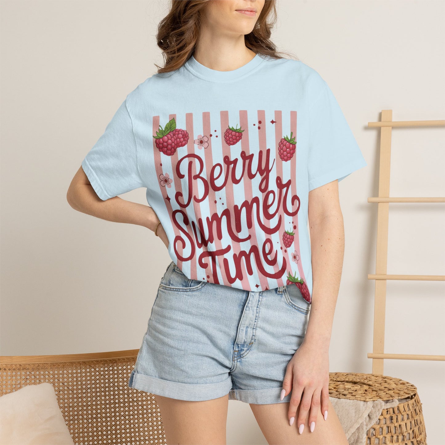 Summer Strawberry Tee — "Berry Summer Time" Graphic T-Shirt