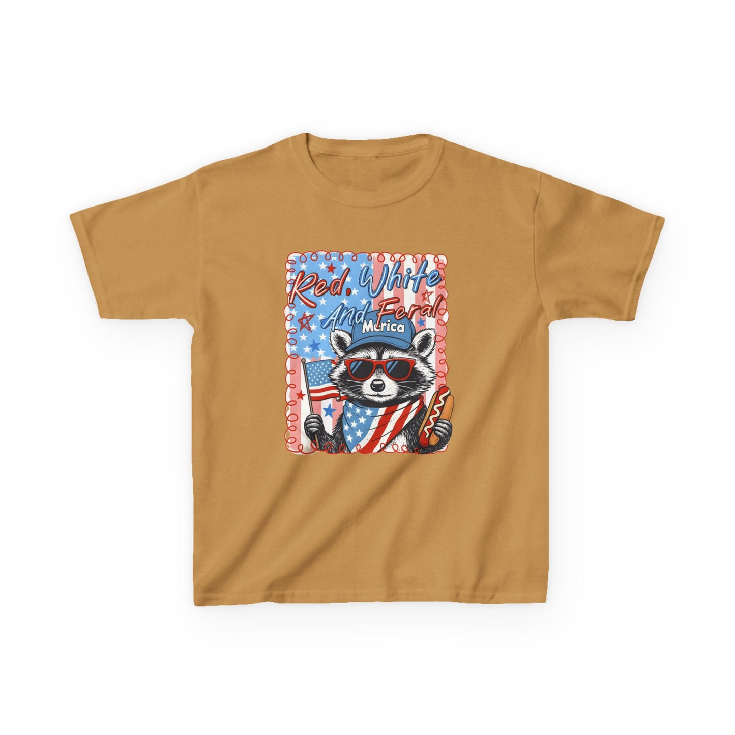 Kids Tee — Patriotic Raccoon "Red White And Merica" 4th of July Shirt