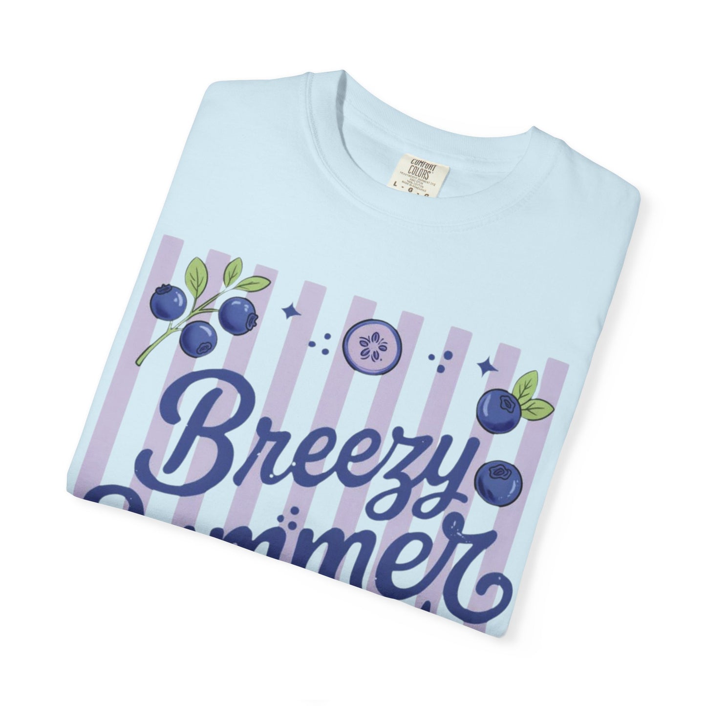Breezy Summer Time T-Shirt — Blueberry Stripe Summer Vibes Tee