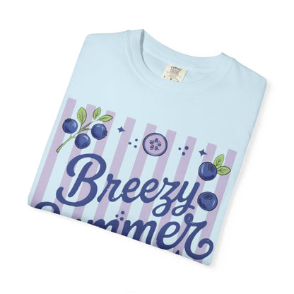 Breezy Summer Time T-Shirt — Blueberry Stripe Summer Vibes Tee