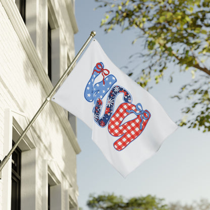 Patriotic USA Double-Sided Garden Flag - Red White Blue Ribbon Letters (4th of July)