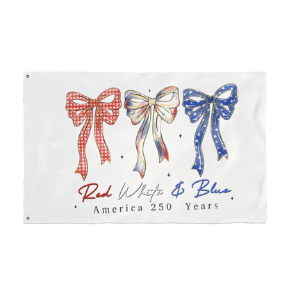America 250 Red White & Blue Decorative Flag — Double-Sided Patriotic Bow Garden Flag