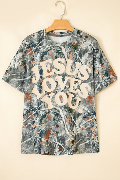 Pink Camo Woodland LOVE LIKE JESUS Casual Tee